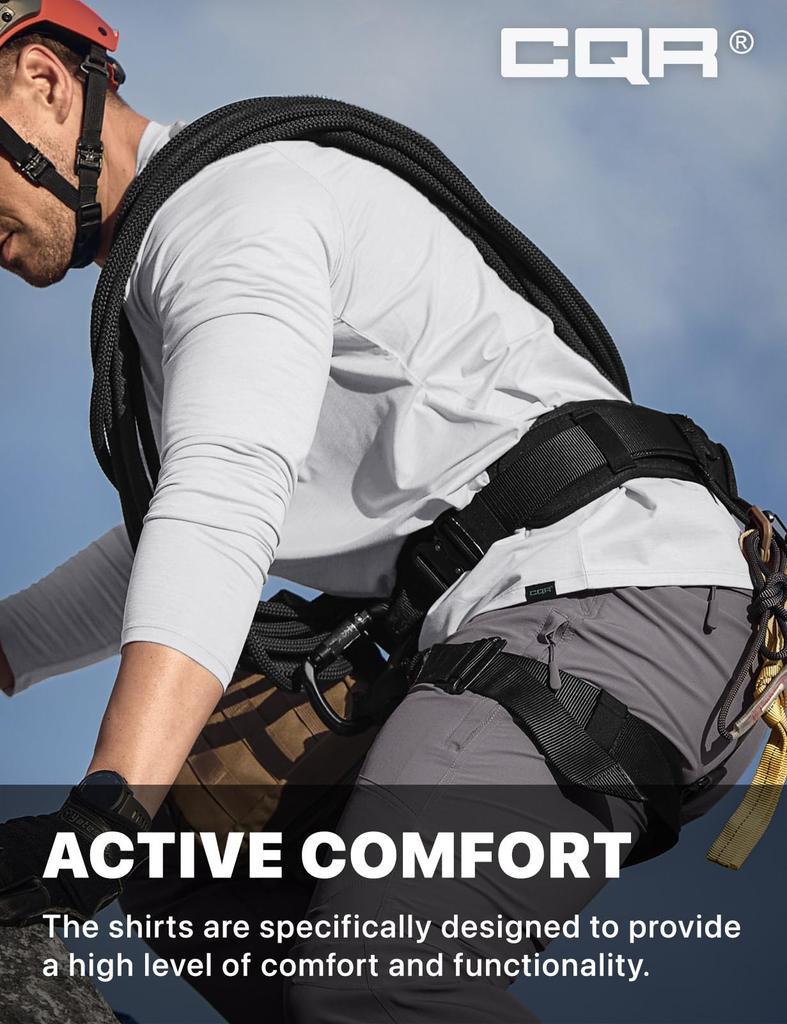 CQR Outdoor Long UV Moisture Quick Raglan Cool Everyday Strength Mountain Track Tennis Men's UPF50+ Shirt, Sleeve, Protection, Wicking, Drying, Style,