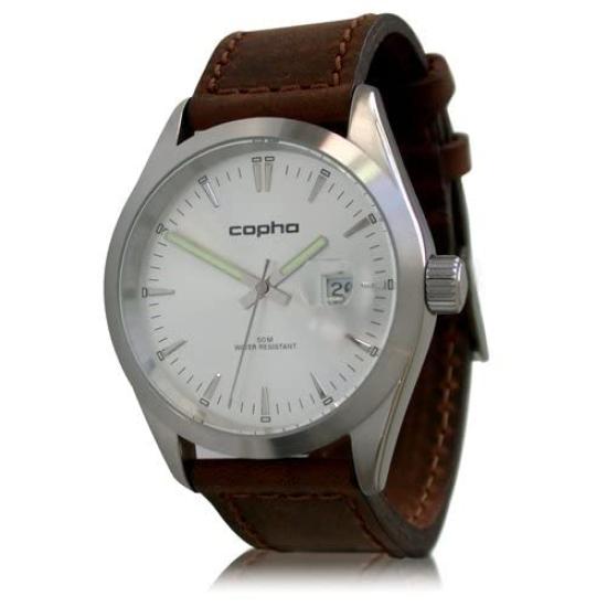 

[COPHA] Мужские часы BASIC TIME 42 Basic Time 42 Кожаный ремень Серебристо-коричневый Кварцевый