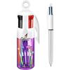 BIC 4 Colors Retractable Ballpoint Pens Medium Point (1.0mm) - Assorted Colors, Pen Holder of 6