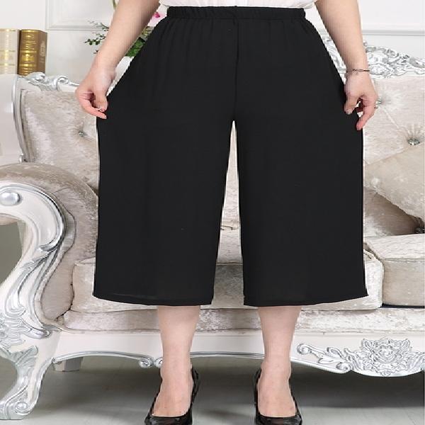 

Mom s Chiffon Wide-Leg Summer Pants: Lightweight, Breathable, Three-Quarter Length for Middle-Aged and Elderly Women XL (under 105 jin)