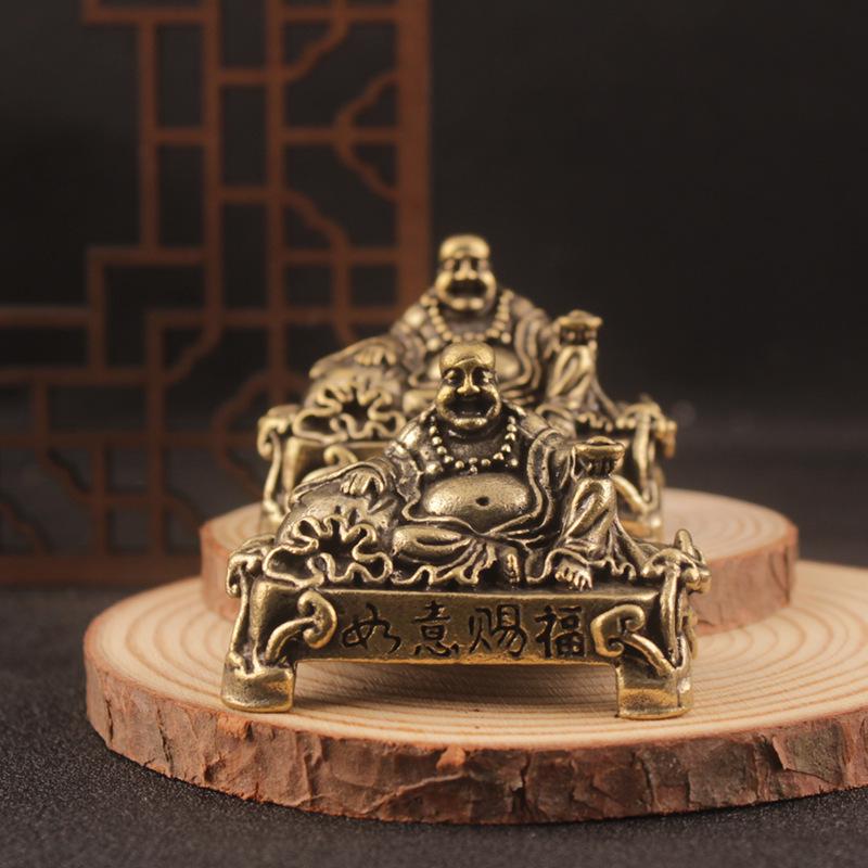 Messing alt massiv Maitreya Buddha Heimdekoration Büro Wohnzimmer Schreibtischdekoration Ornament