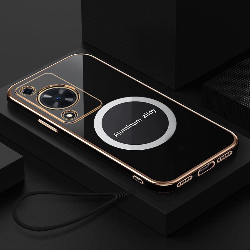 

Чехол для Huawei nova Y72 Чехол для телефона Huawei nova Y72 Роскошный квадратный чехол с магнитным притяжением Противоударный силиконовый чехол на заднюю панель Case & Strap&Huawei nova Y72