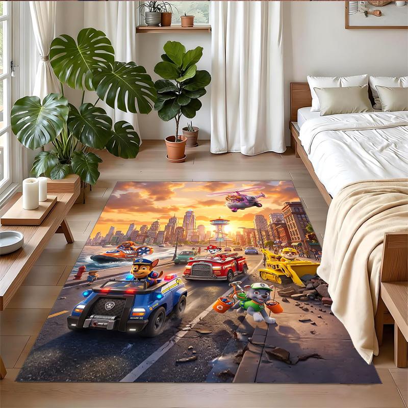 PAW Patrol Print Crystal Velvet Plush Rug Anti?Slip Wear?Resistant Floor Carpet For Indoor Household Home Decoration