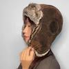 The Cap Pilot Leather Trooper Hat C2 Brown