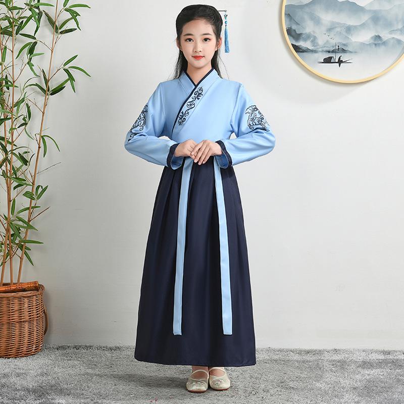 Hanfu Children's Traditional Costume: Boys' National Studies and Girls' Ancient Ruqun Tang Suit for School Performances.