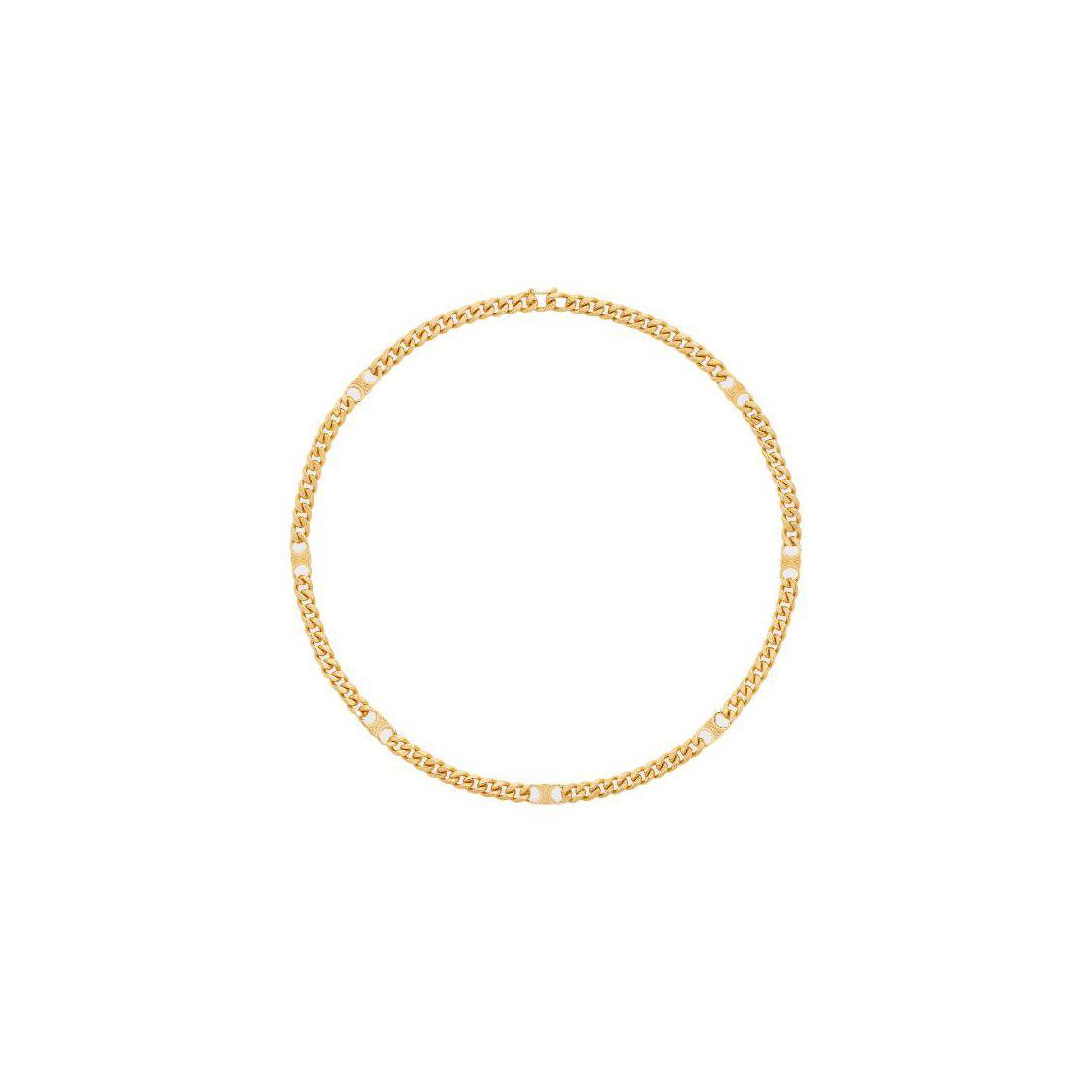 

Celine Triomphe Engraved Paris Logo Brass Necklace Women necklace Gold 460VN6BRA-35OR M