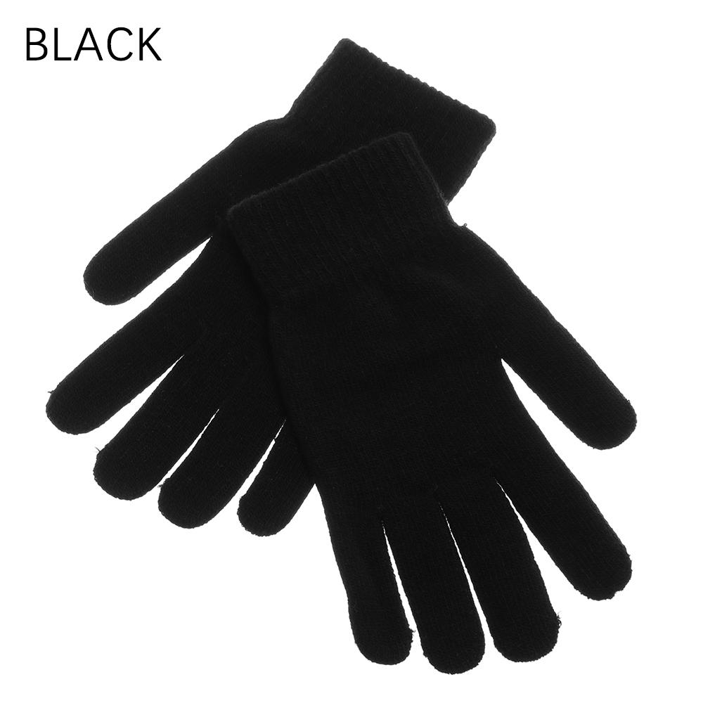 Women Basic Thicken Thermal Wrist Warmer Plush Lining Wool Knitted Full Fingered Gloves Mittens