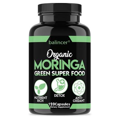 Bio kapsle s moringou bohaté na vitamíny a antioxidanty pomáhají detoxikovat a dodávají energii 120 kapslí