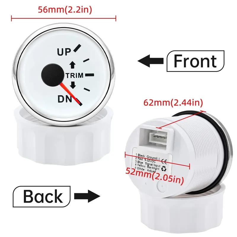 HD 52mm Boat Marine Trim Meter UP-DN Trim Tilt Indicator Meter 2 Inch Trim Gauge 7 Colors Backlight for Inboard Outboard Engine