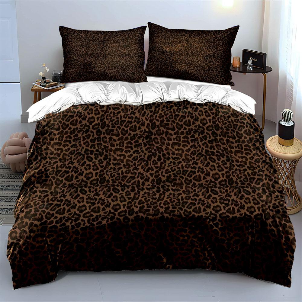 Leopard Print Pattern Set Bedding Duvet Cover Set Duvet Cover Pillowcases  (1*Duvet Cover 2*Pillowcases, Without Duvet Insert)