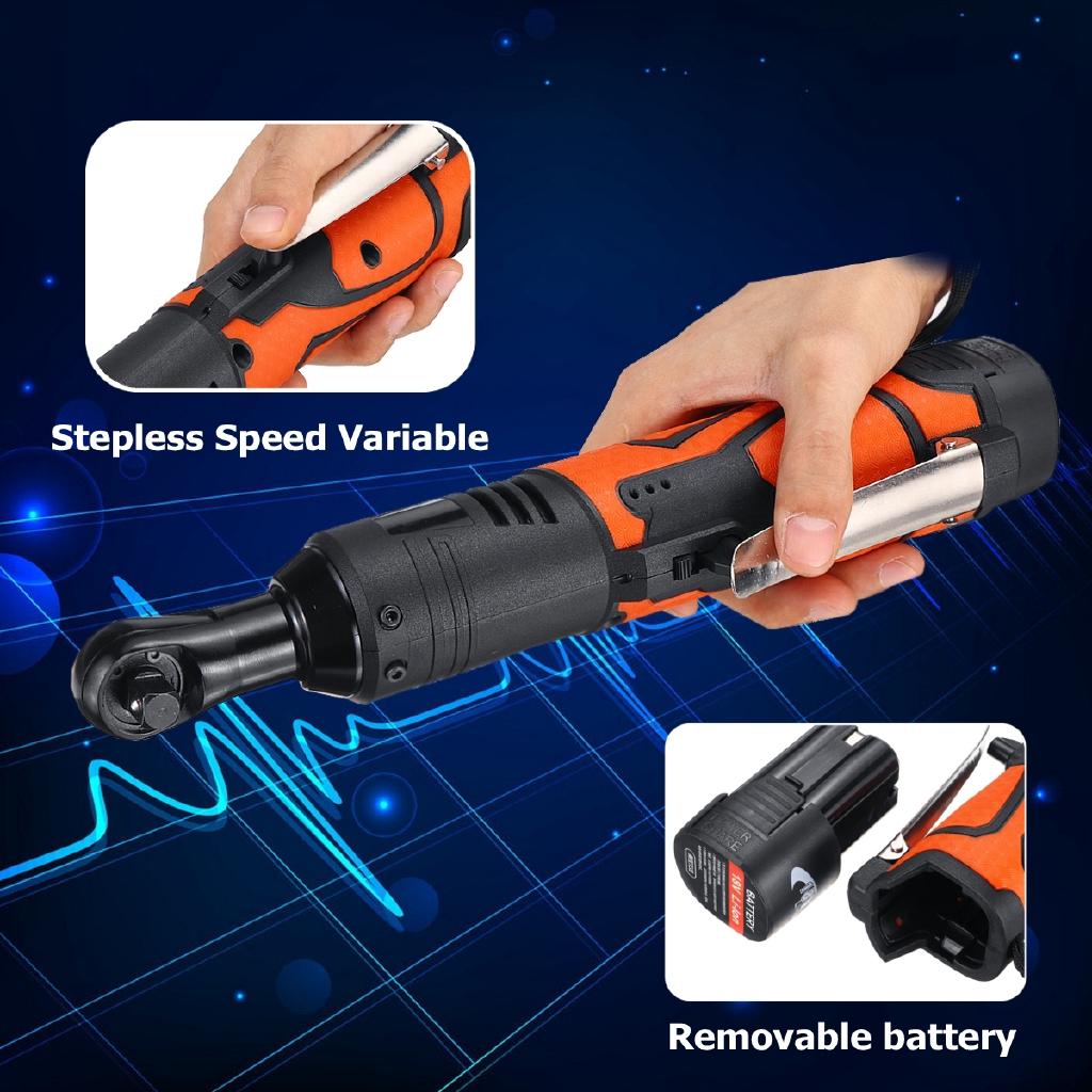 8V 8000mAh 60N.m 230RPM 3/8''  Rechargeable Power Source Portable Cordless Electric Ratchet 90° Right Angle Wrench Set New