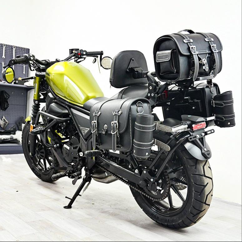 Qidian KD150C Retro Side Bag Canvas with Protective Bar, Backrest, and Footrest Modification