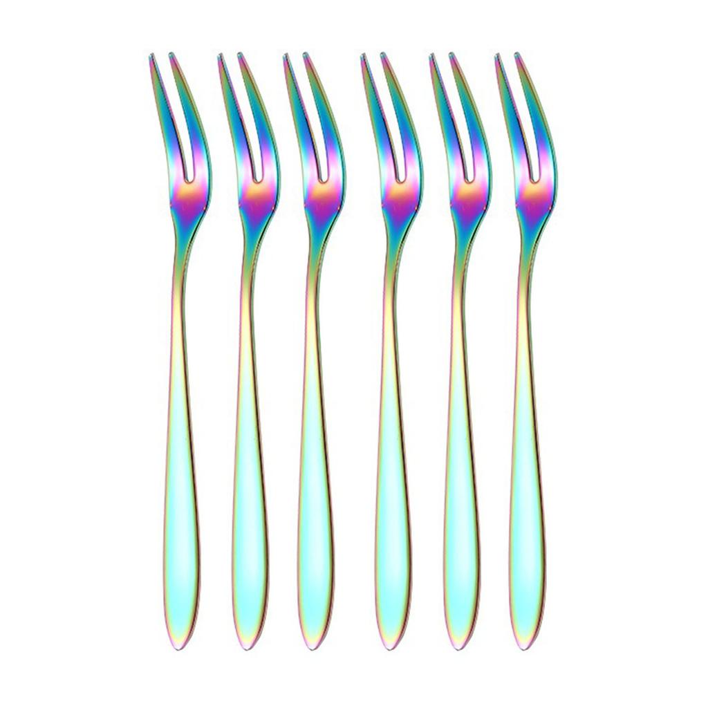 6Pcs Stainless Steel Fruit Forks Mini Food Pick Cake Desserts Sushi Snack  For Picking Up Fruits Snacks Desserts