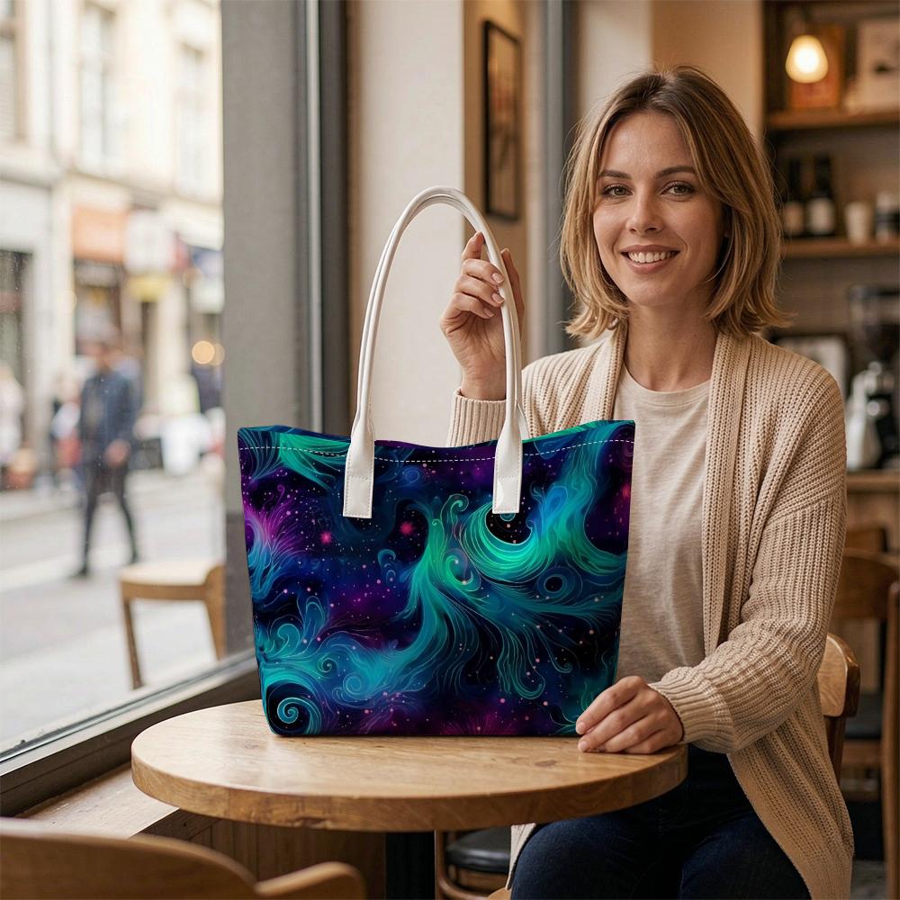 Galaxy Swirl Pattern Fashion Top Handle Casual Tote Bag for Daily Use