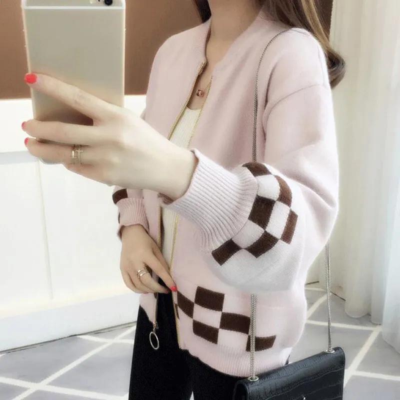 Women's Autumn Vintage Short Knit Cardigan Winter Casual Loose O-neck Long Sleeve Sweaters Lady Design Elegant Tops