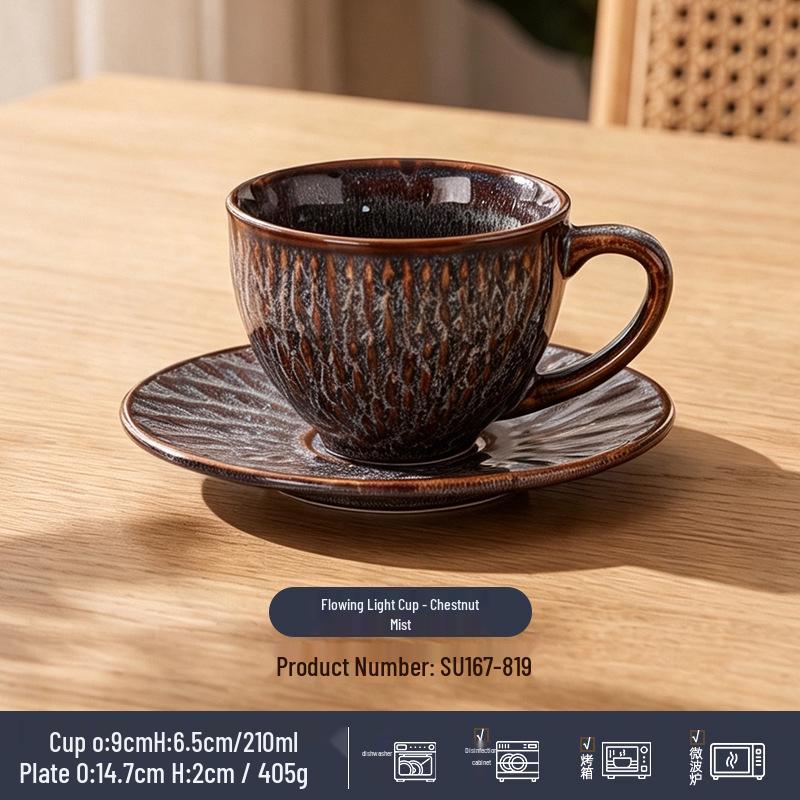 Wabi-Sabi Ceramic Coffee Cup & Saucer Set: Exquisite, High-End Latte Cup Perfect for Afternoon Tea
