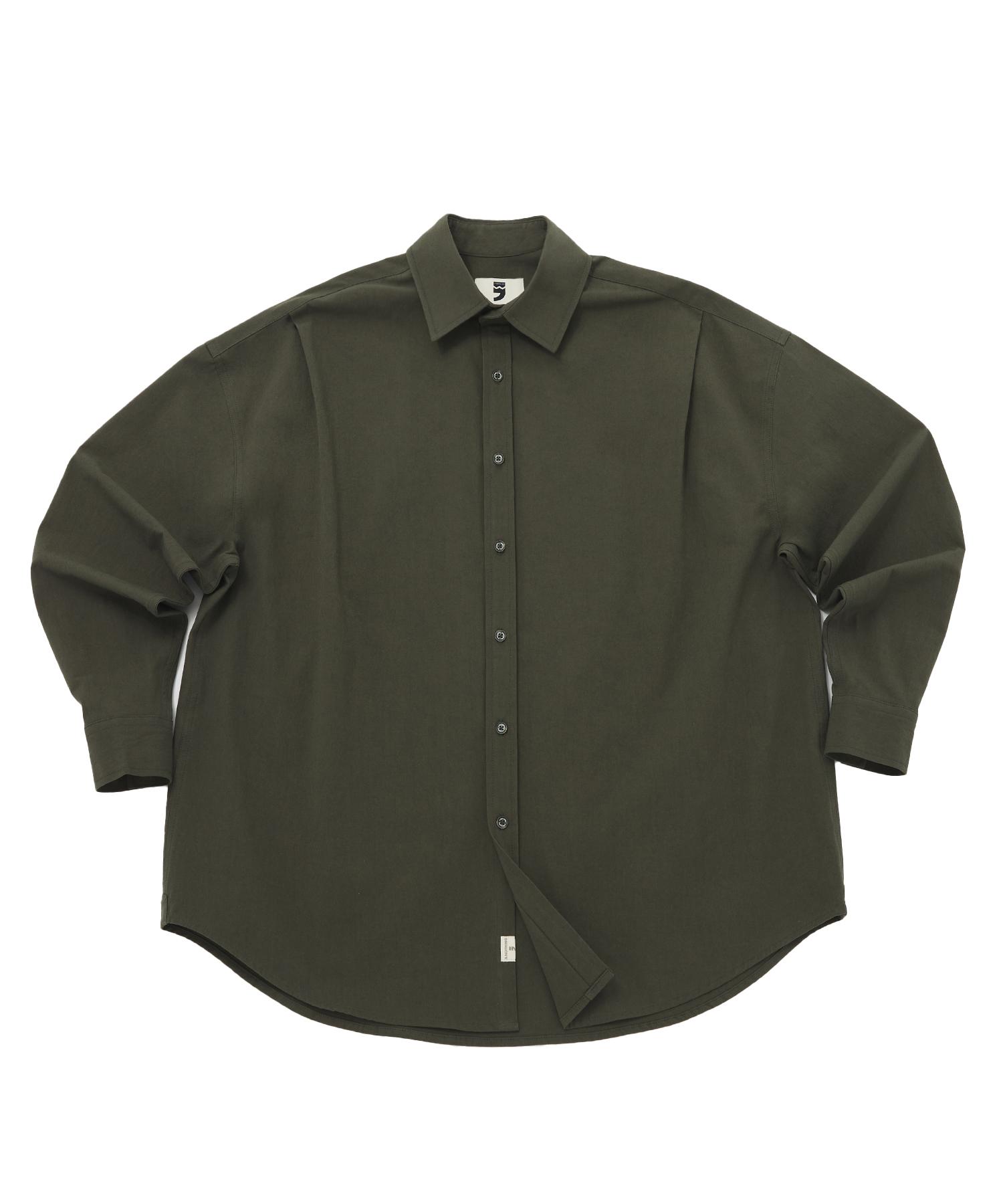 A Nothing Earth-Color Pleats Shirt (Dense Forest) L
