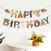 3pcs Safari Jungle Animals Birthday Banner Animals Theme Bunting Party Decorations Supplies Kids Baby Shower Party Favors