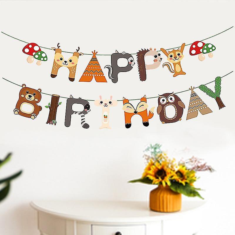 3pcs Safari Jungle Animals Birthday Banner Animals Theme Bunting Party Decorations Supplies Kids Baby Shower Party Favors