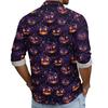 Men's Casual Long Sleeve Halloween Print Button Down Shirt Relaxed Fit Lightweight Breathable Fabric Comfortable Daily Wear
