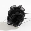Fluffy Fabric Lace Flower Choker Necklace For Women Trendy Elegant Long Lace-Up Rope Chains On Collar Jewelry