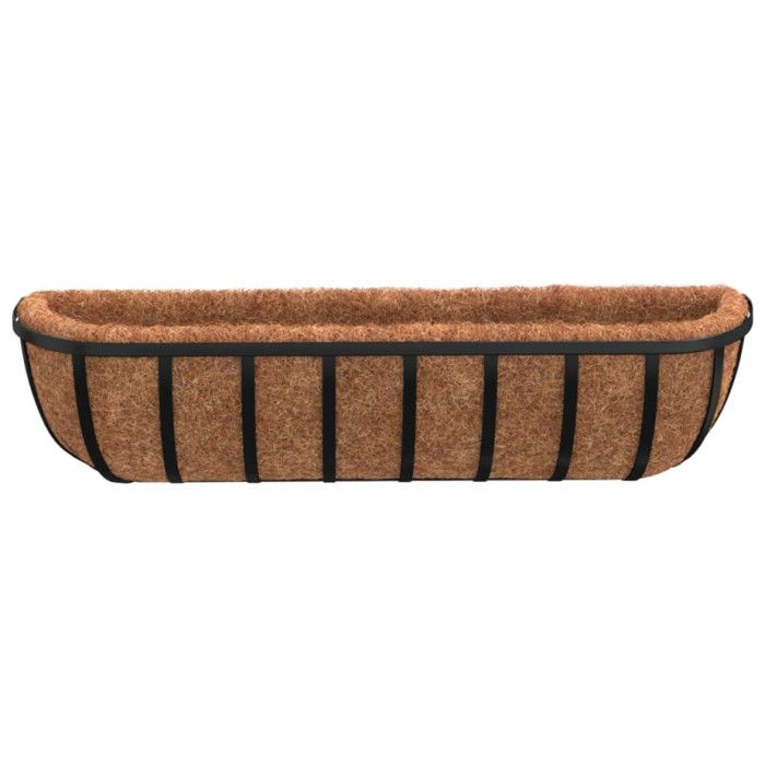 VidaXL Jardinières murales 2 pcs en coco noir 61x19x16 cm acier 319354