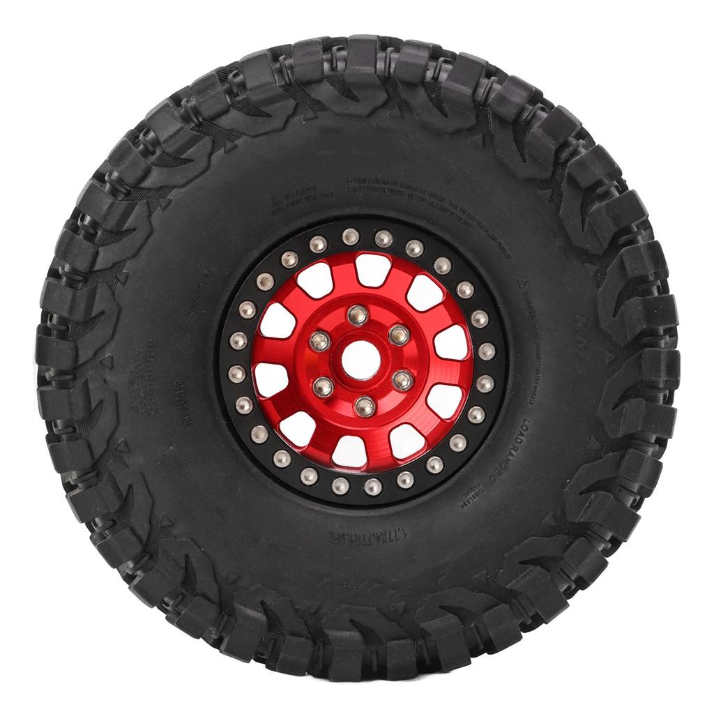 4 Pcs 1.9 Inch RC Rubber Tire with Red Aluminum Alloy Wheel Hub for RC Car Spare Part Repair Accessories