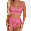 Women's Lace Lingerie Set Elegant Floral Design with Adjustable Straps, Includes Bra, Panty, and Garter Belt Perfect for Special Occasions