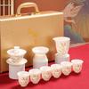 Chinese Mutton Fat Jade Porcelain Kung Fu Tea Set