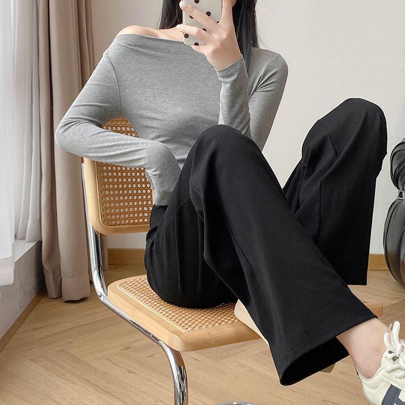 Women's High-Waist Slimming Wide-Leg Pants - Casual Spring/Autumn Style with Loose Drape for Sports