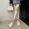 British big-headed Martin boots women's 2025 autumn new thick-soled heightening short tooling boots, thin rhubarb boots