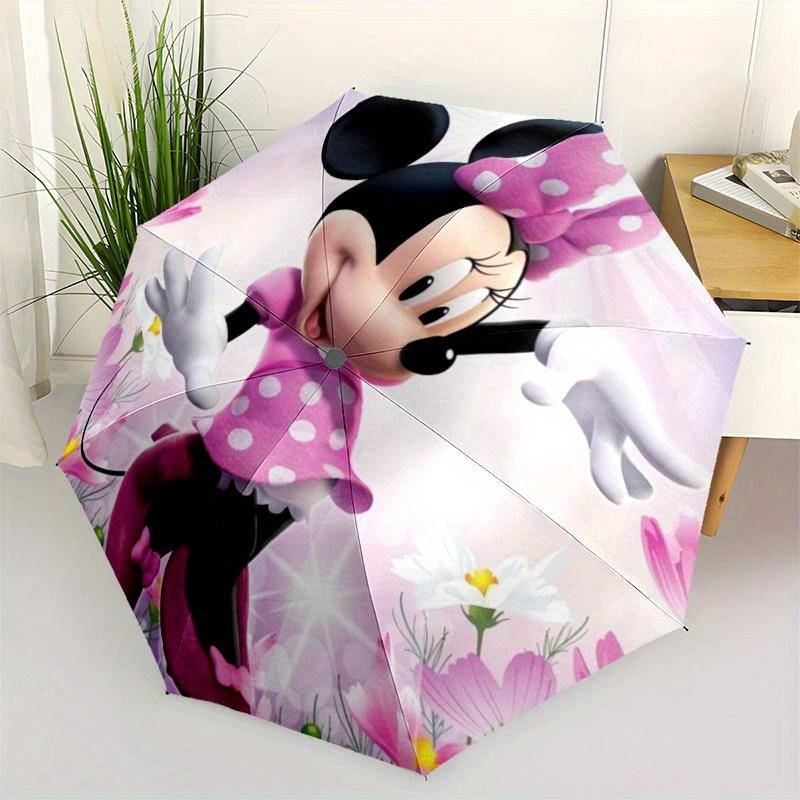 1pc Minnie Mouse Automatic Umbrella, Portable Foldable 8-Rib Manual Open with Skeleton Hand, Durable Canopy yy250730144
