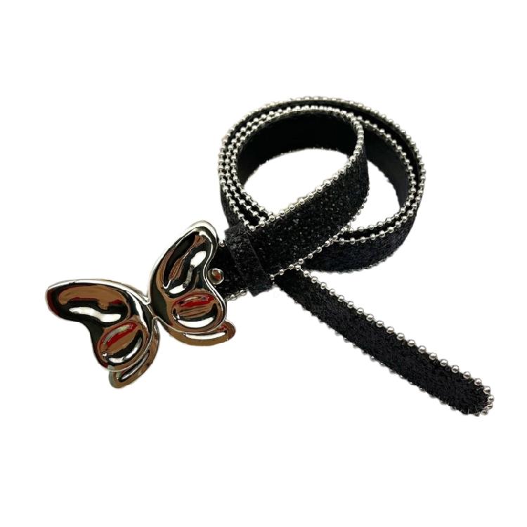 Girl Glittered Waist Belt Street Dance Jeans Belt Decorative Butterfly Belt