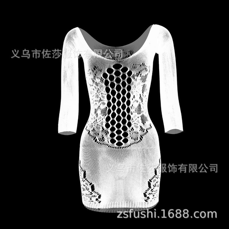 Sexy suspender mesh tight body hollow hip skirt large size