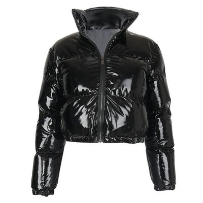 Damen Kurzmantel Warmhalten Stehkragen Reißverschluss Elastischer Saum Winterjacke für Kalte Tage