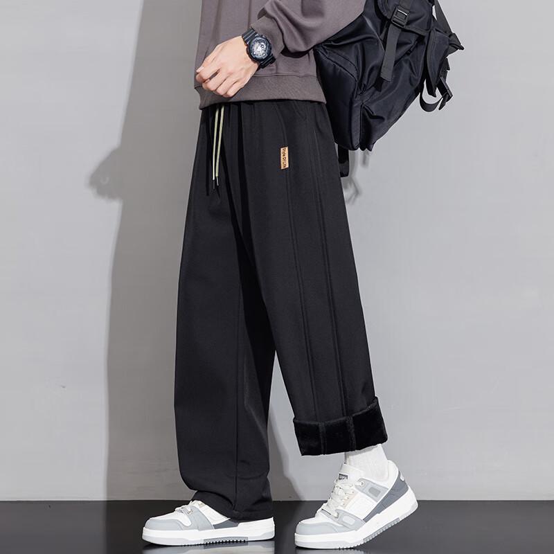 VANCAMEL Men's Winter Fleece Lined Straight-Leg Casual Pants