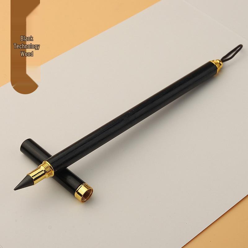 

Black Technology Inkless Brass & Red Sandalwood Eternal Pencil – No Sharpening, Unbreakable Lead-Free Gift Pen HB