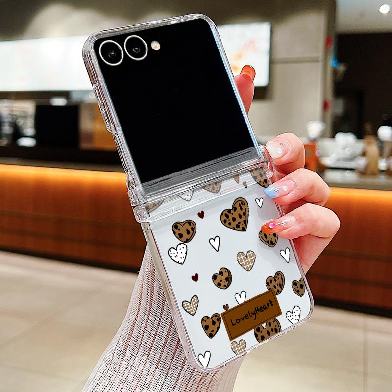 Colorful Leopard Love Heart Case For Samsung Galaxy Z Fold 8 Ultra 7 6 5 4 Z Fold8 Fold7 Fold6 Fold5 Hinged Clear PC Slim Hard Folding Phone Cover