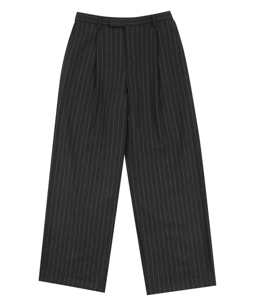 PRAIRIE Striped Wide Slacks (Black)