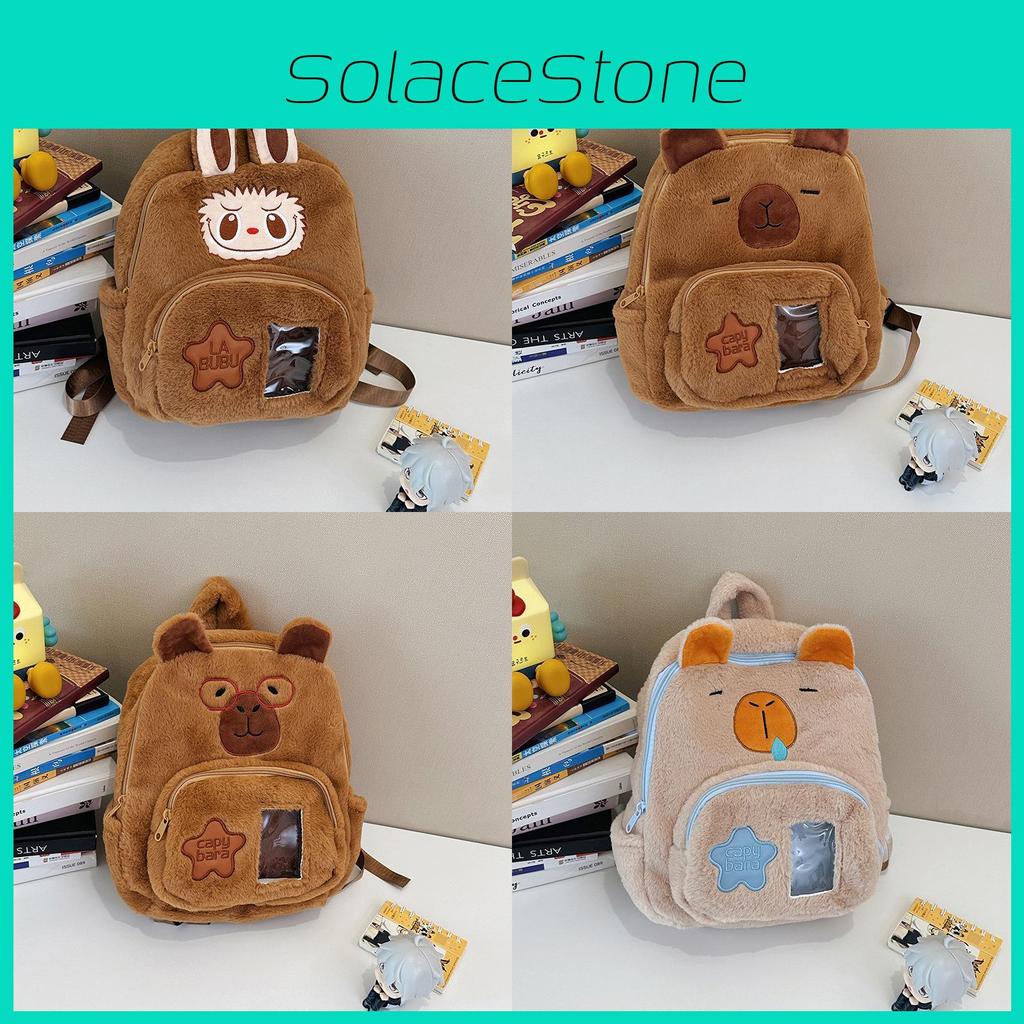 Street Style Capybara Plush Backpack With Multiple Pockets For Daily Commuting