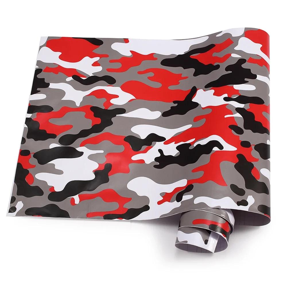 Car Red Camo Film PVC Waterproof Self Adhesive Camouflage Film Auto Body Color Change Sticker for Auto Motorcycle Stickers