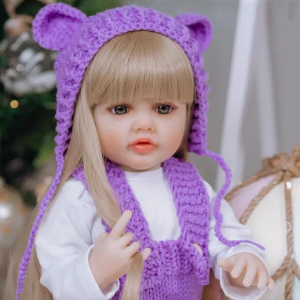 22'' 55cm Straight Leg Reborn Babies Dolls Betty Soft Silicone Full Body Girl Baby Dolls Real Like Handmade Pasted Long Hair Dress Up Toy for Kid Gift