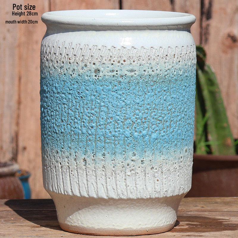 Handmade Large Purple Clay Ceramic Pot for Succulents and Bougainvillea – Breathable, Coarse Pottery Design for Living Room.