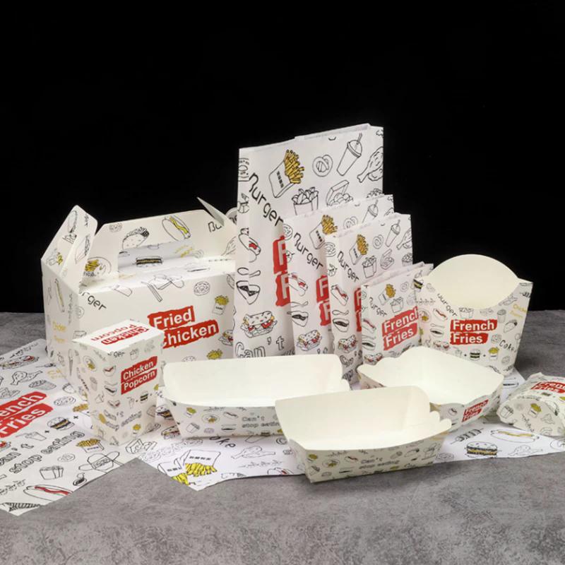50/100Pcs Disposable French Fries Box Food Fried Chicken Packaging Box Party Supplies Food For Kids Birthday Tray