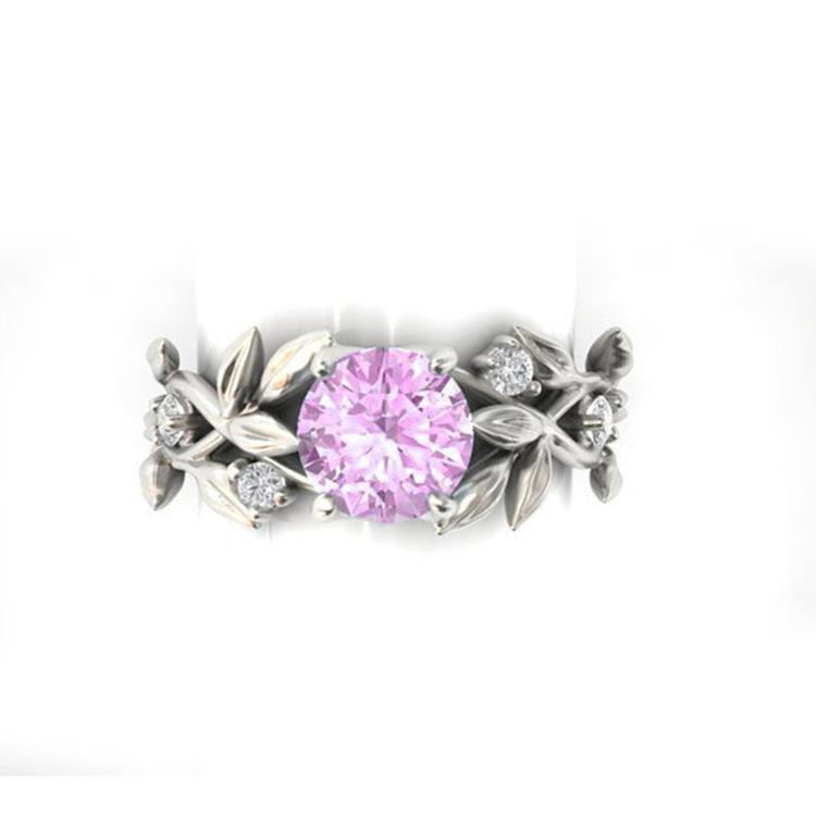 E-Commerce Jewelry Popular Olive Leaf Multi-Color Diamond Ring Factory