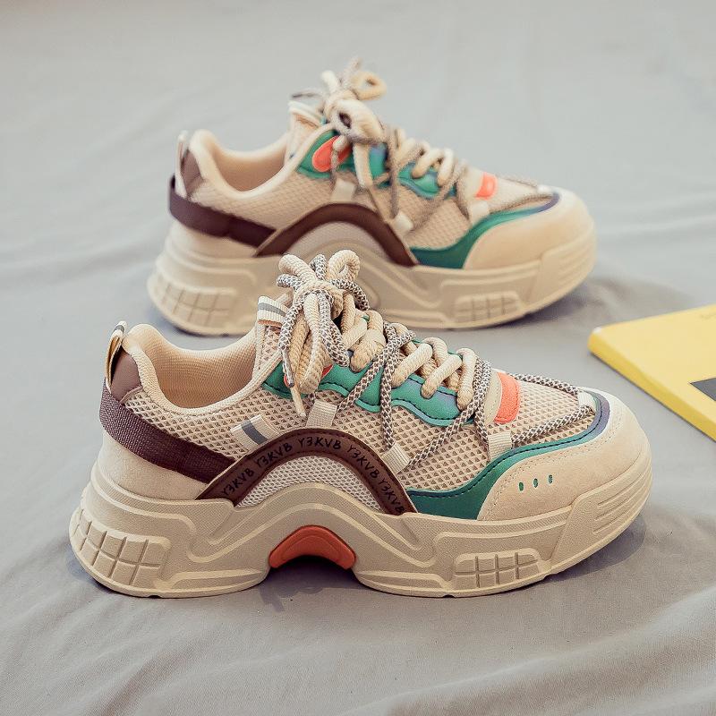 

Autumn new little white shoes women s shoes versatile sports thick baseplate shoes spring and autumn 35 хаки