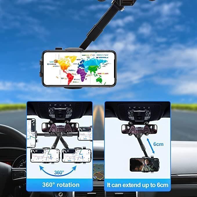 Phone Holder - RNCYN - Rearview Mirror - 360° Rotation - Retractable - Compatible 4.5-7 Inches