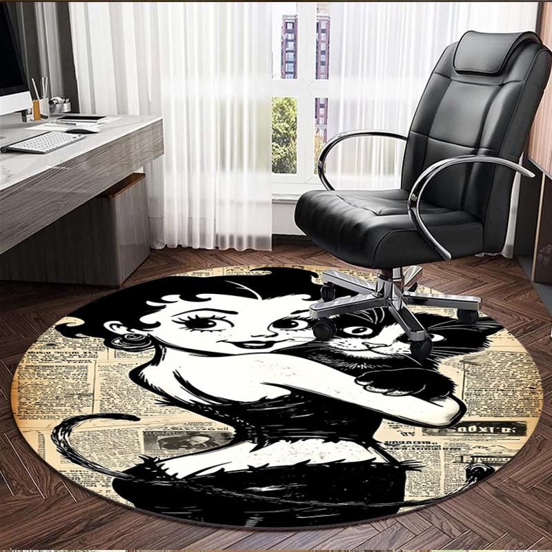 Betty Boop Print Round Rug, Washable Floor Carpet, For Entryway Dorm Laundry Room Office Study, Home Decor Birthday Christmas Gift