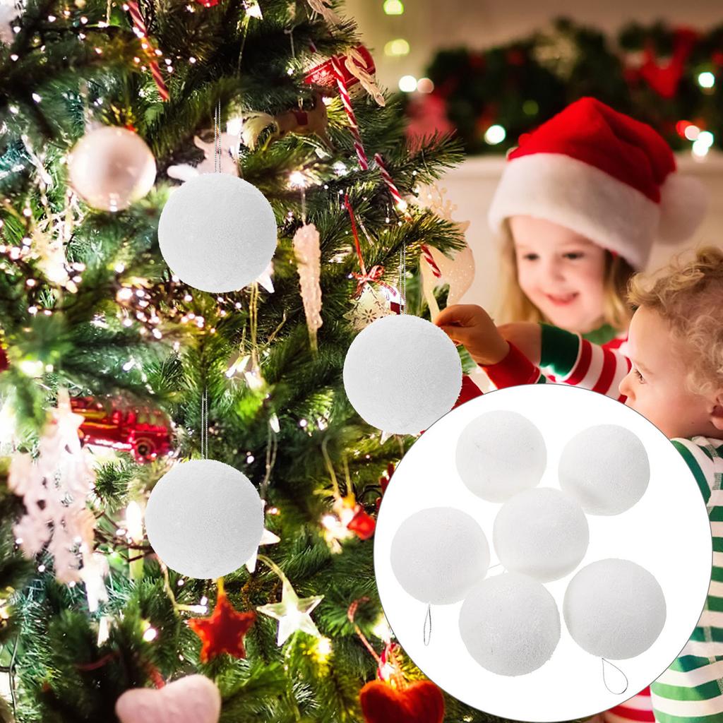 18Pcs Christmas Tree Foam Balls White Snowball Baubles Hanging Ornaments Xmas Holiday Party Wedding Supplies Tree Ball