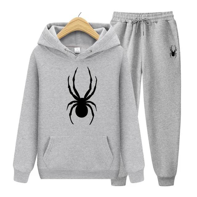 Spring and Autumn Men's And Women Suit Brand Fashion Spider Hoodie + Trousers Men's Casual Jogging Sportswear 2 Sets